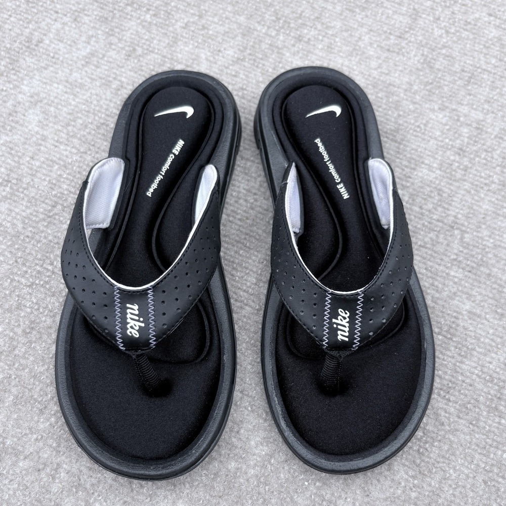 Nike Comfort Footbed Thong Sandals Black Women Size 5 Lightweight